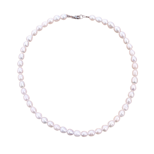 Süßwasserperlen-Collier naturweiß
