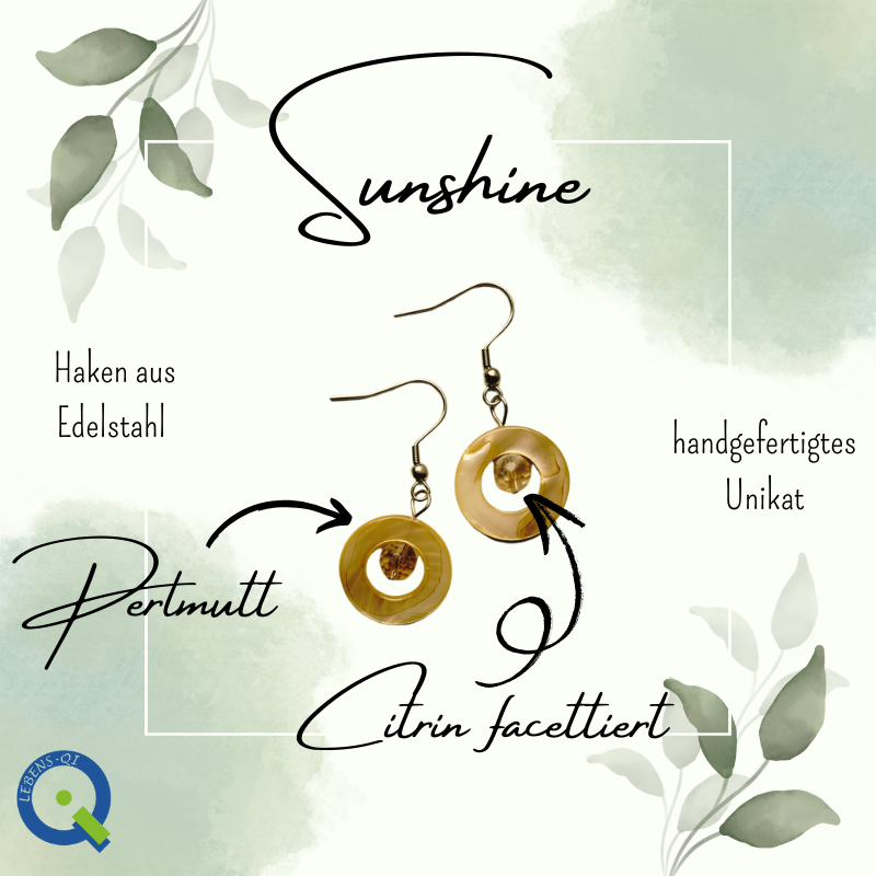 Stein Ohrhaken - Sunshine mit Perlmutt