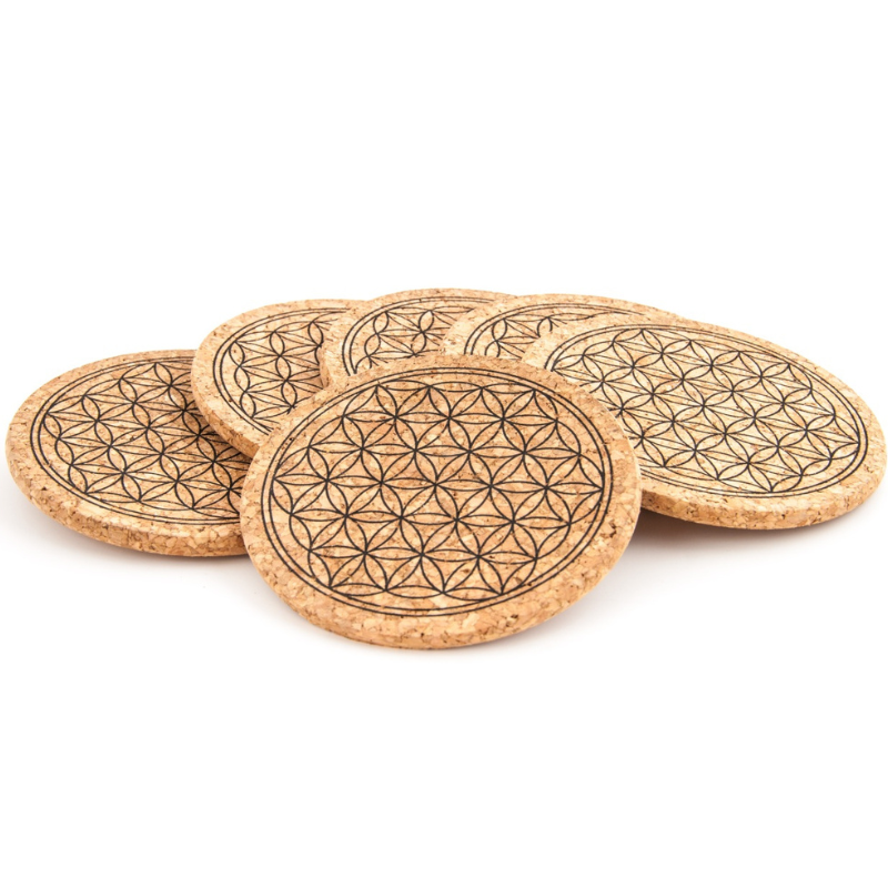 Blume des Lebens Kork-Untersetzer Set