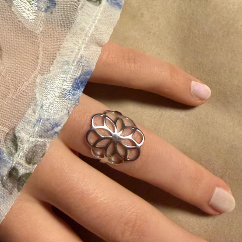 Blume silber - Edelstahl-Ring