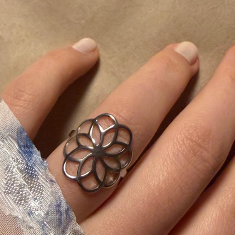 Blume silber - Edelstahl-Ring