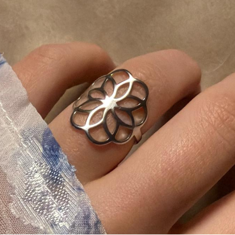 Blume silber - Edelstahl-Ring