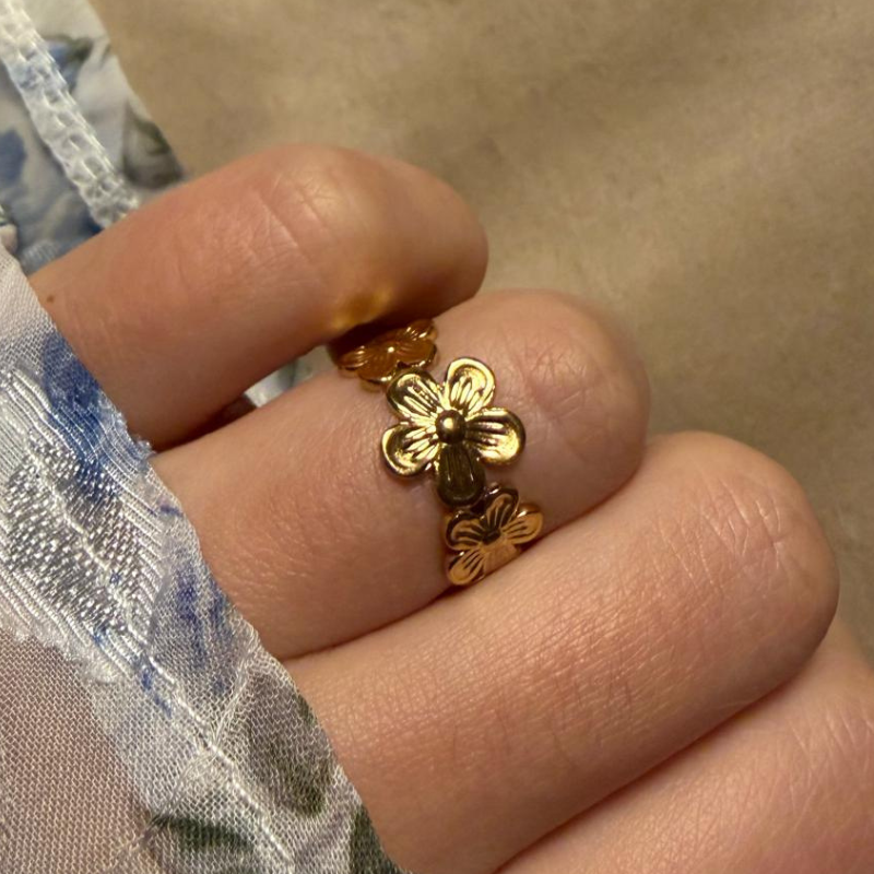 Blüten gold - Edelstahl-Ring