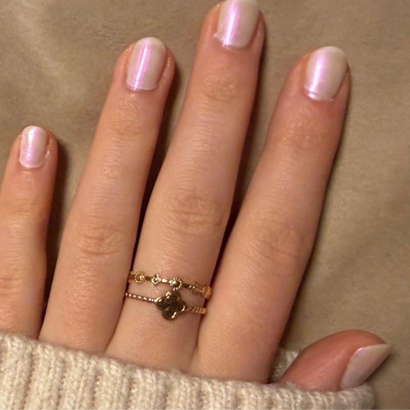 Duo Blume gold - Edelstahl-Ring