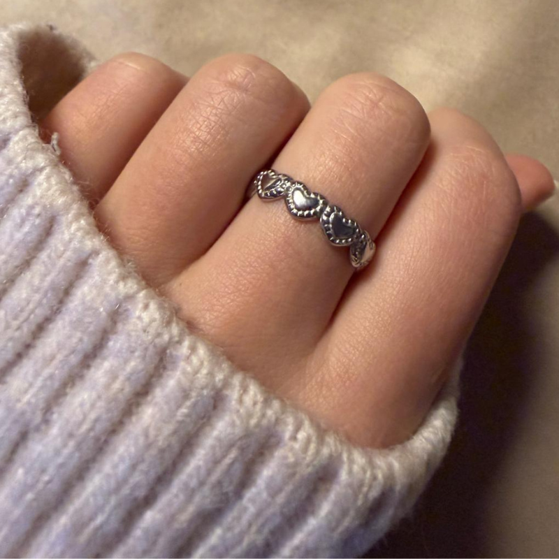 Herzen silber - Edelstahl-Ring