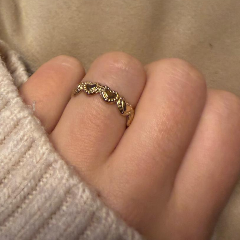 Herzen gold - Edelstahl-Ring