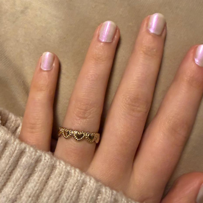 Herzen gold - Edelstahl-Ring