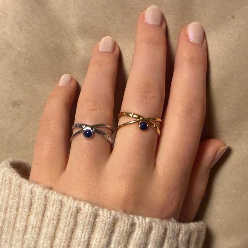 Duo blue silber - Edelstahl-Ring