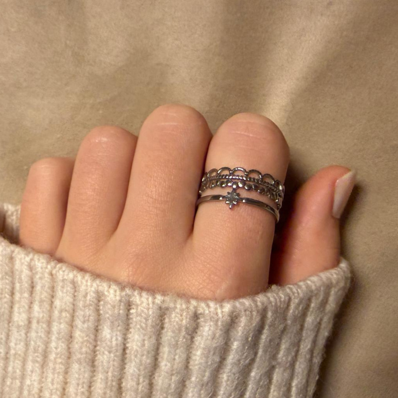 Trio Stern silber - Edelstahl-Ring