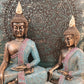 Buddha sitzend türkis-gold