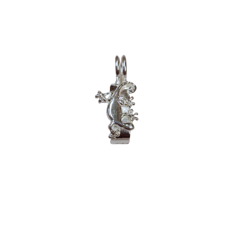Donuthalter Schanier-Clip Gecko silber