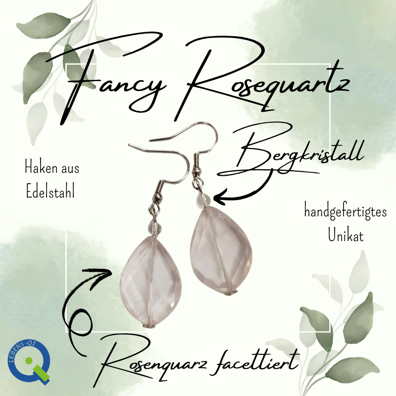 Stein Ohrhaken - Fancy Rosequartz