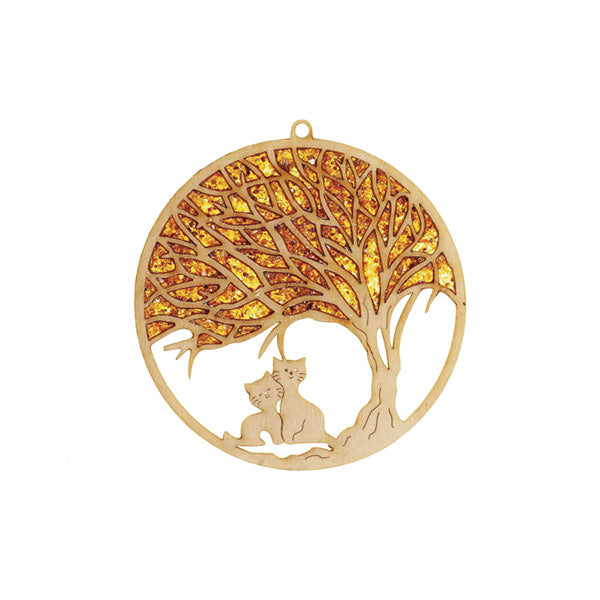 Bernstein Suncatcher Katzen mit Baum