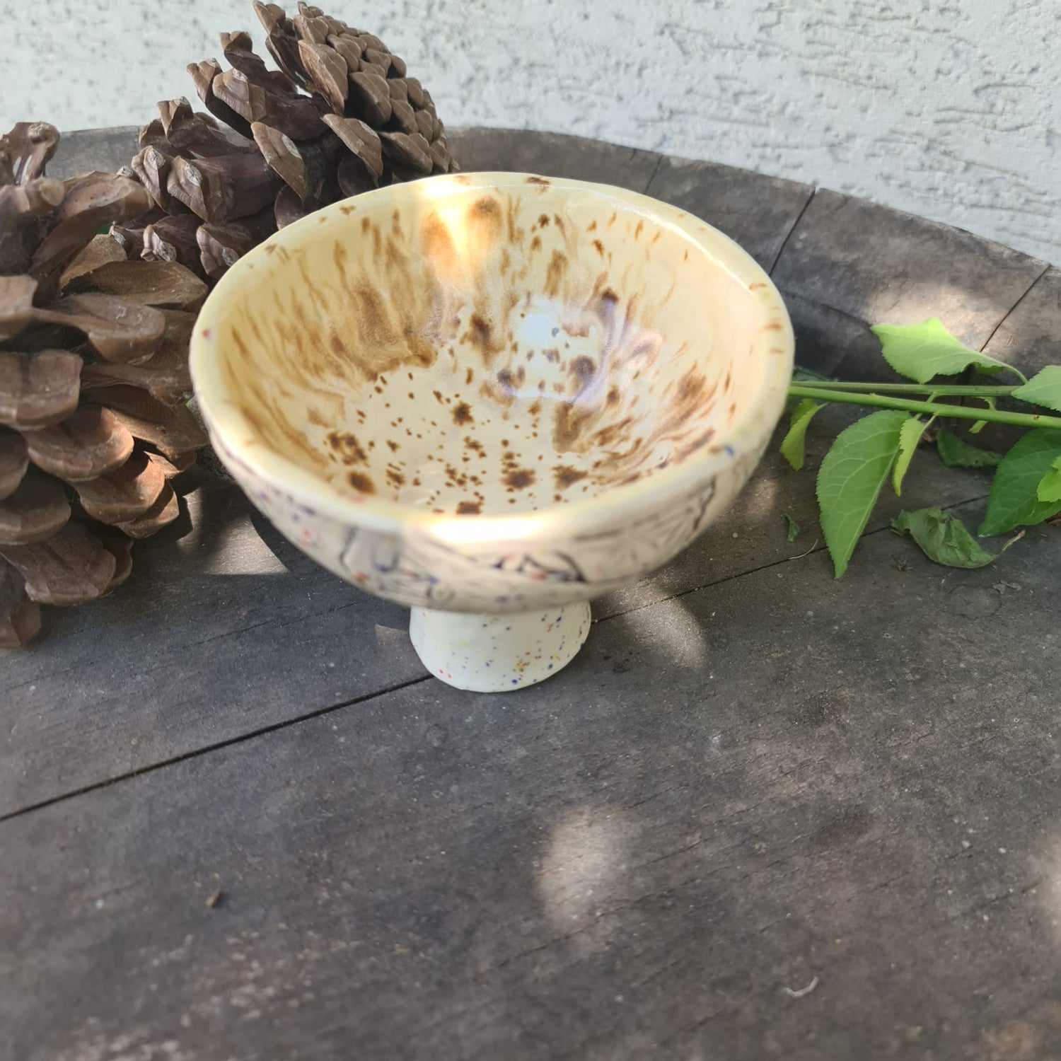 Keramikschale mit Blume des Lebens natur