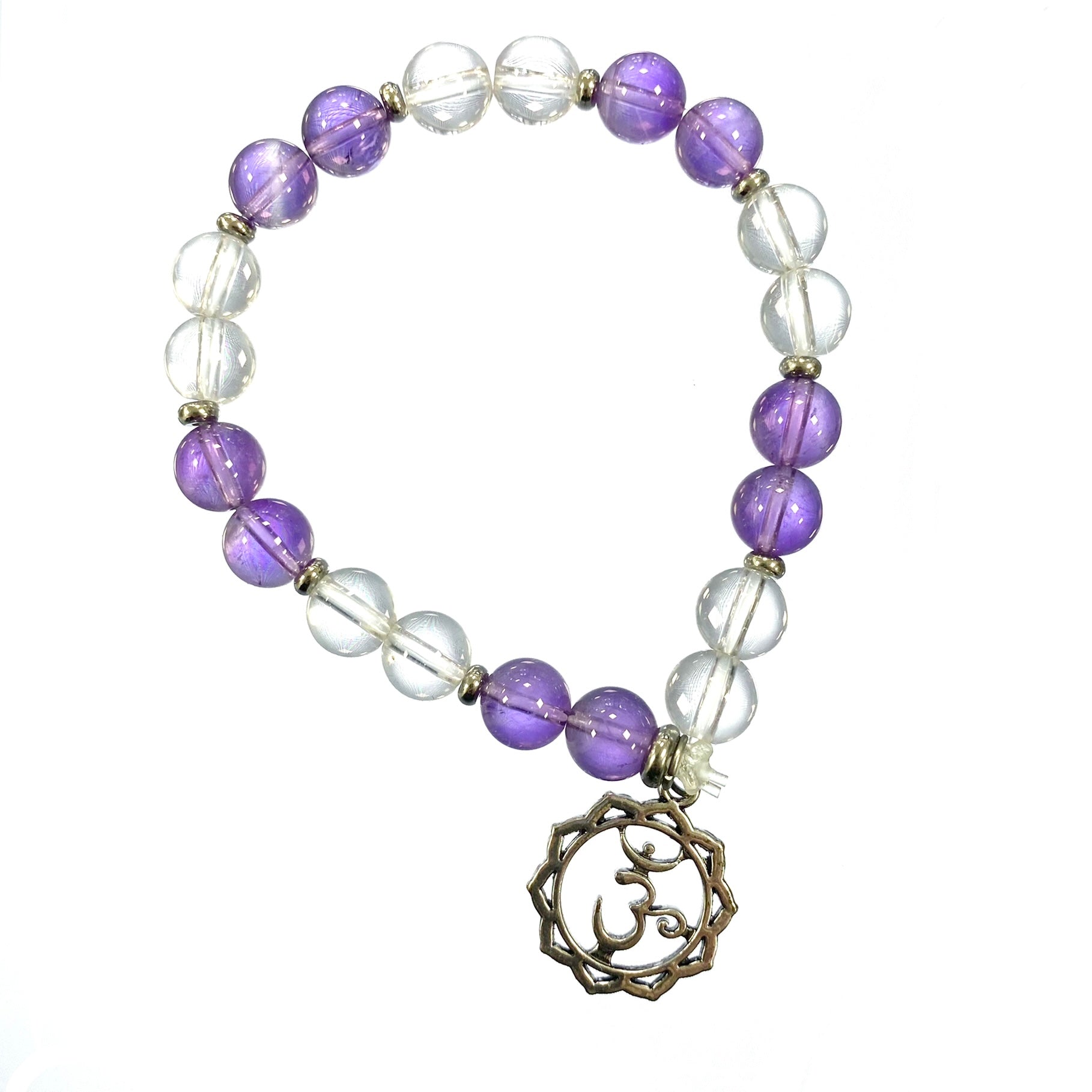 Kronen-Chakra Armband - Amethyst & Bergkristall