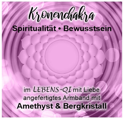 Kronen-Chakra Armband - Amethyst & Bergkristall