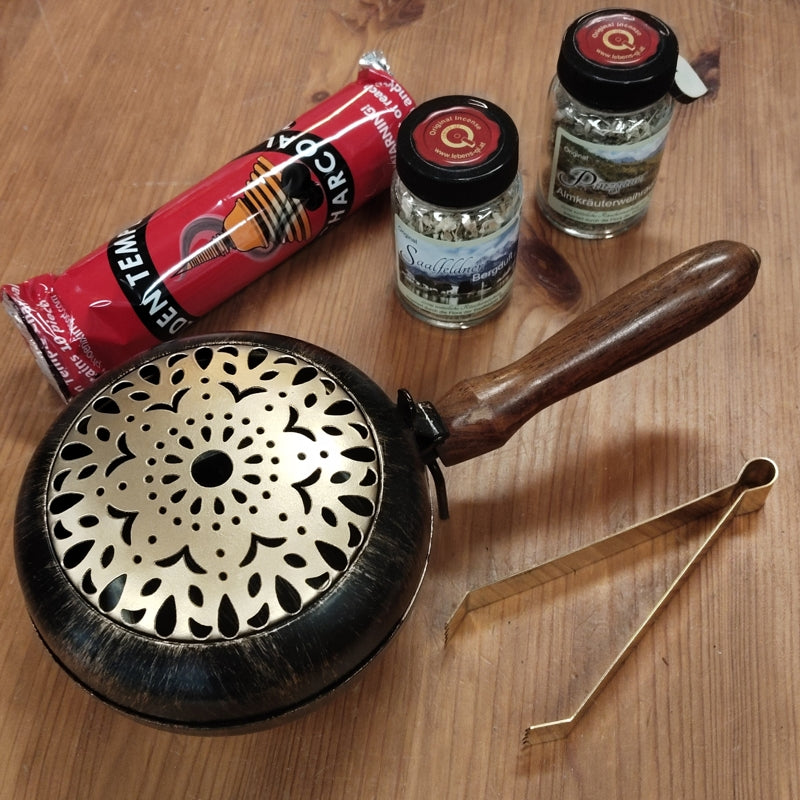 Räucherpfanne Mandala schwarz mit gold