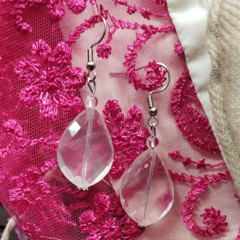 Stein Ohrhaken - Fancy Rosequartz