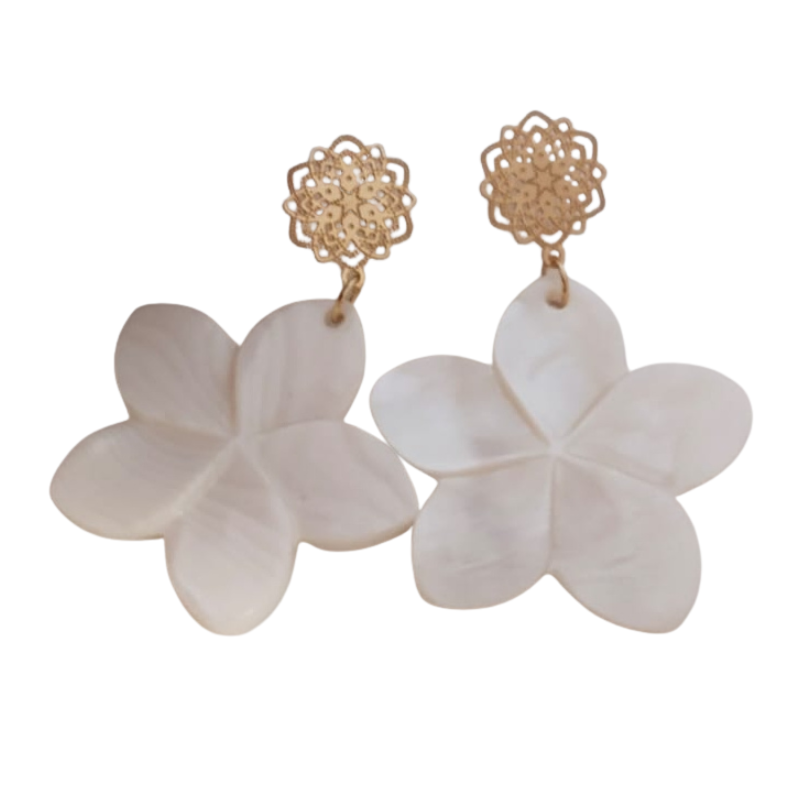 Mandala Edelstahl Ohrstecker gold mit Frangipani
