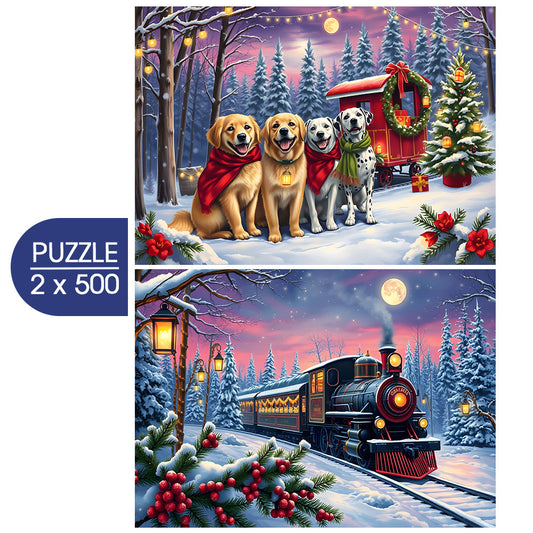 2 Puzzles - Christmas is Coming - 2x 500 Teile Puzzle