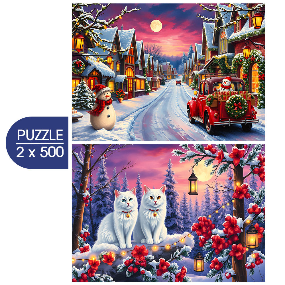 2 Puzzles - Ready for Christmas - 2x 500 Teile Puzzle