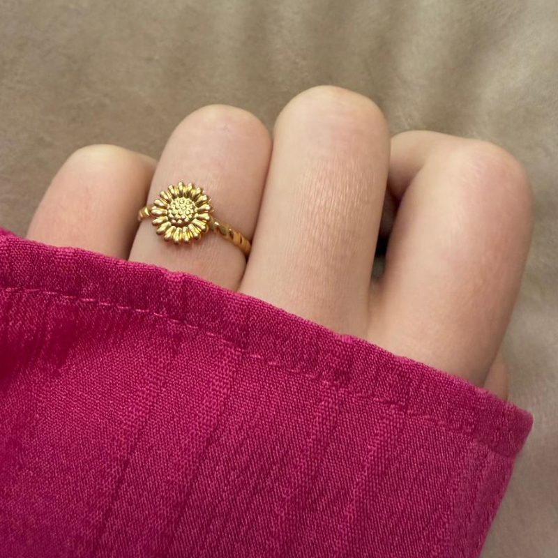 Gänseblümchen gold - Edelstahl-Ring