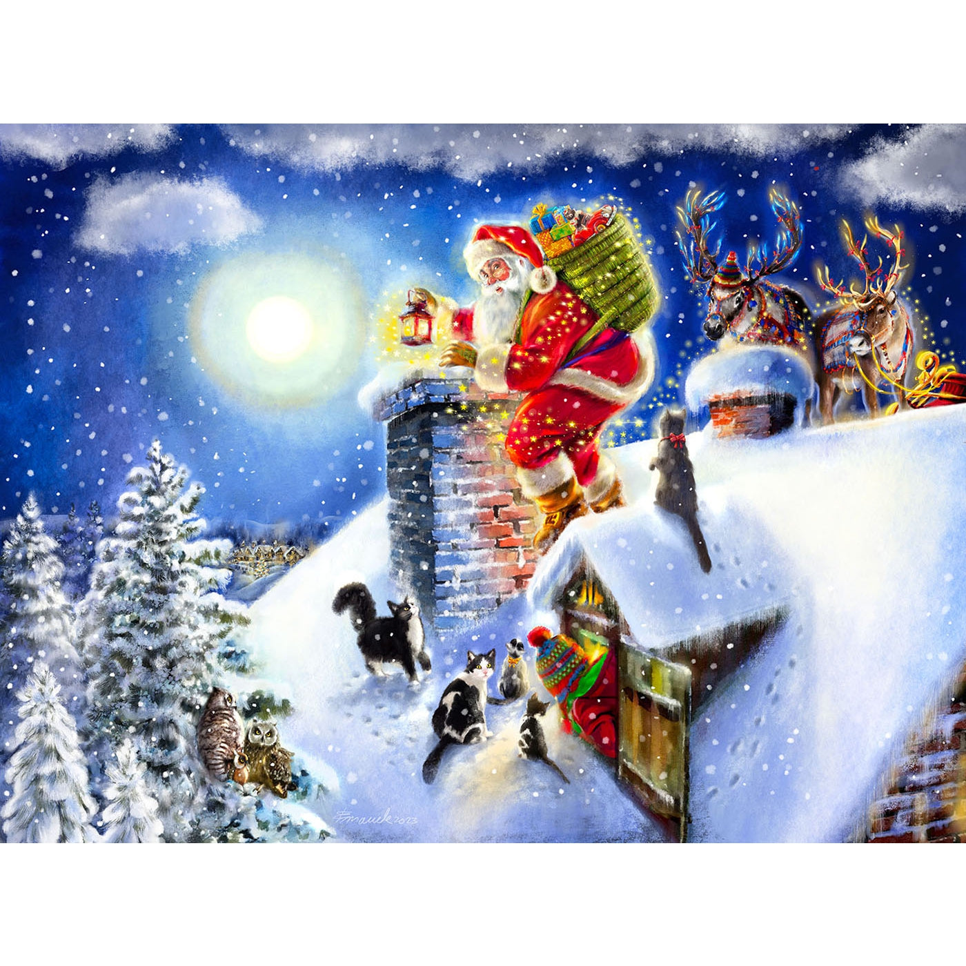 Santa on the Roof - 1000 Teile Puzzle