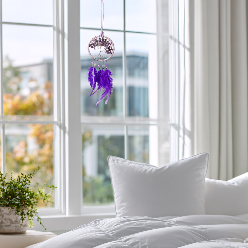 Kleiner Traumfänger Lebensbaum mit Amethyst