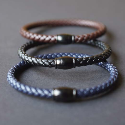 Leder-Armband schwarz - "Viro"
