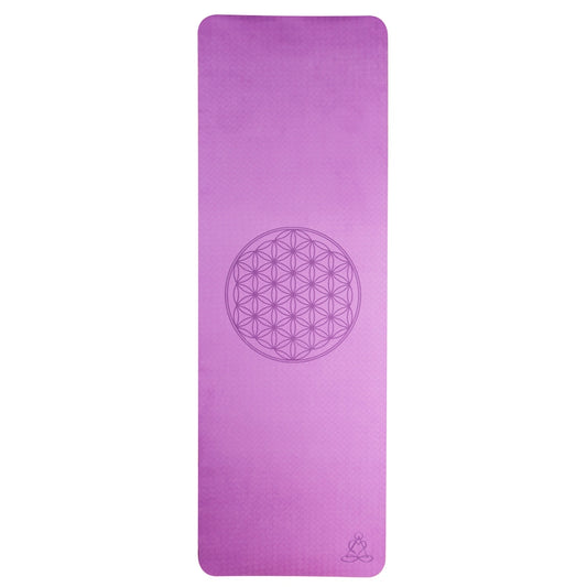 Yogamatte mit Blume des Lebens lila